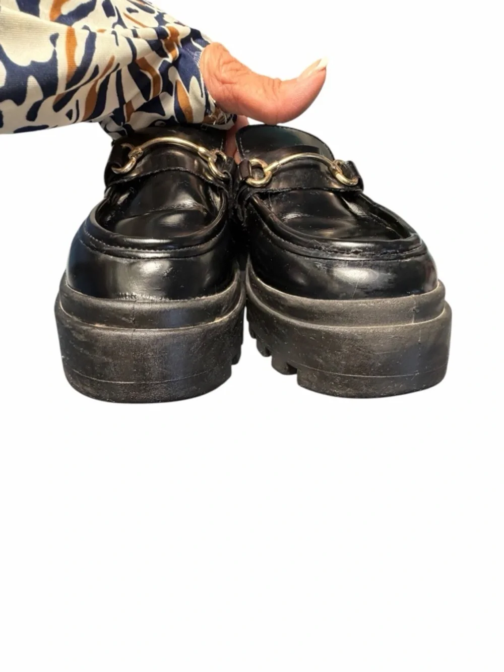ASOS Design Masterpiece Chunky Black Leather Horsebit Loafers Sz 37 (6.5)